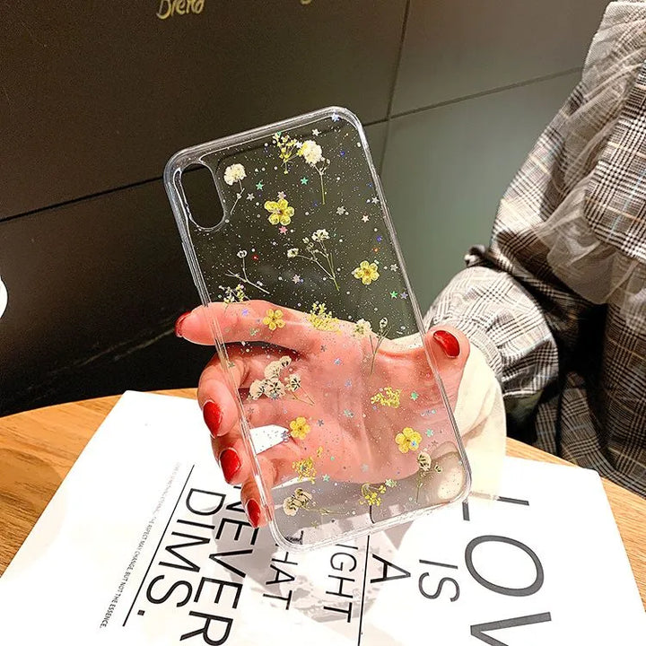 Gjennomsiktig Blomster iPhone-deksel – Eleganse og Beskyttelse