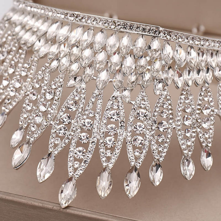 Glittrende Krystall Kongekrone Tiara for Kvinner