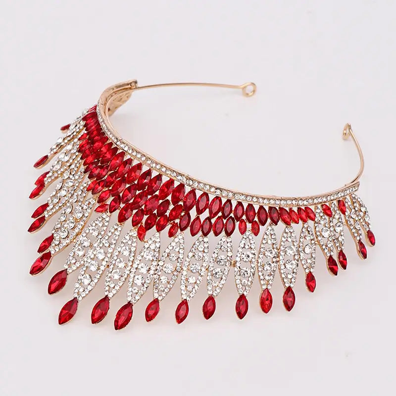 Glittrende Krystall Kongekrone Tiara for Kvinner