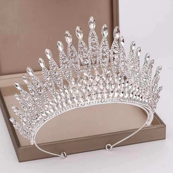 Glittrende Krystall Kongekrone Tiara for Kvinner