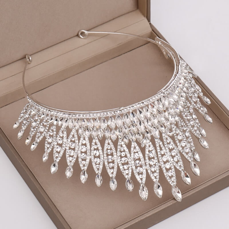 Glittrende Krystall Kongekrone Tiara for Kvinner