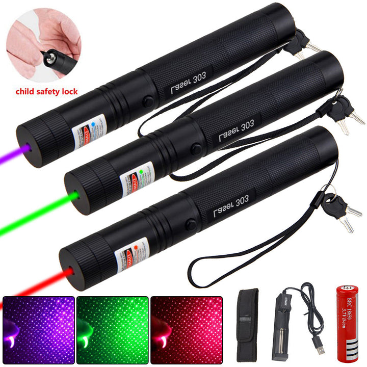Oppladbar laserpeker med lang rekkevidde og justerbar fokus