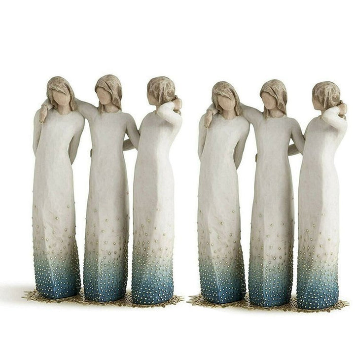 Håndlaget Søsterstatue i Harpiks – Kjærlighet og Vennskap