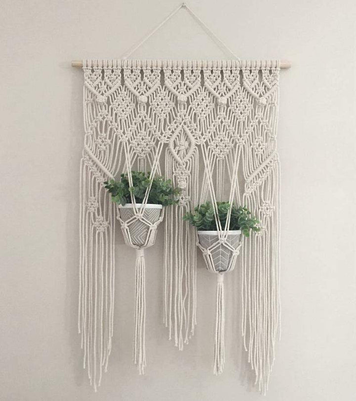 Hengende Macramé Vegghylle – Boho Interiørdekor