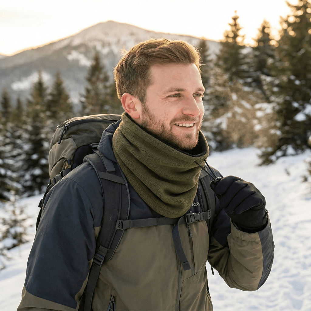 Herre Fleece Halsvarmer – Vindtett og Varm