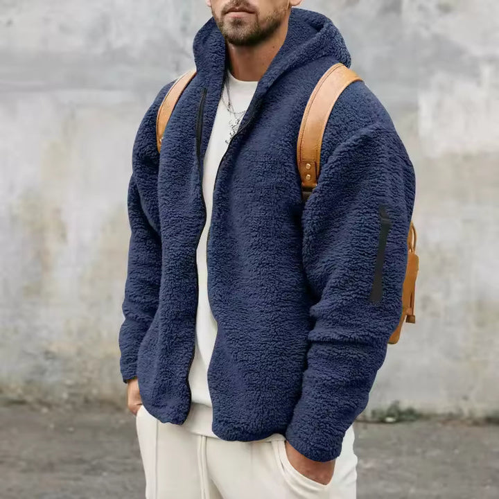 Herre Fleecejakke med Hette – Komfort i Oversized Passform