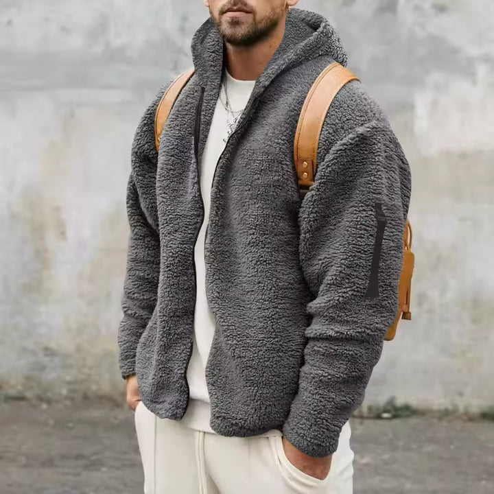 Herre Fleecejakke med Hette – Komfort i Oversized Passform