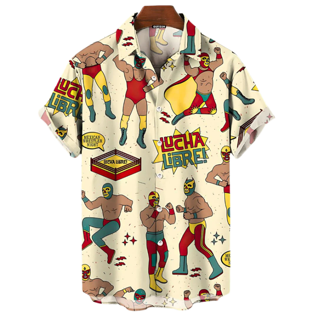 Herre Lucha Libre Skjorte – Lett &amp; Livlig Stil