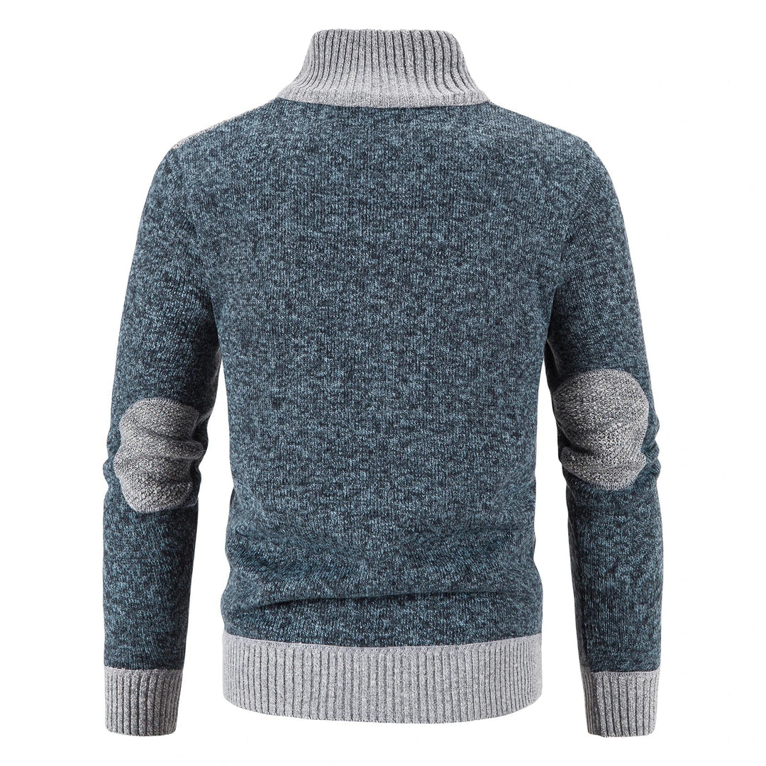 Herre Patchwork Strikk Cardigan for Varm Høst og Vinterstil