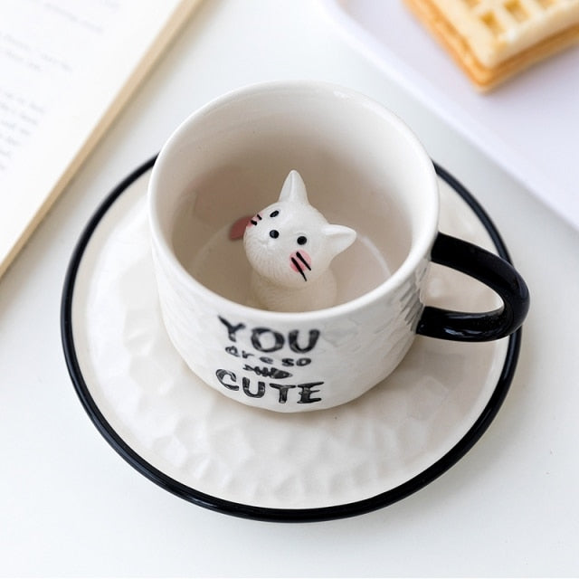Kaffekrus med Skjult 3D Katt – Perfekt Gave til Katteelskere
