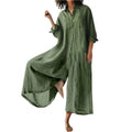 Kvinner Jumpsuit med Vide Ben og Knappedetaljer
