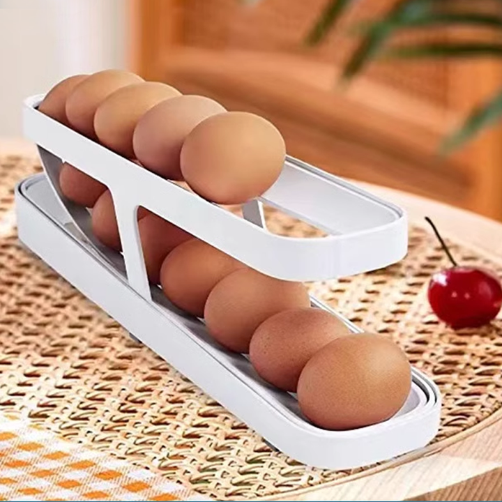 Automatisk Rullende Eggedispenser - Kompakt Kjøkkenoppbevaring