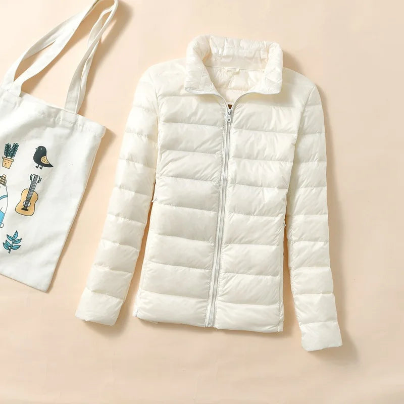 Dame Kort Quiltet Dunjakke – Varm &amp; Stilfull Parkas