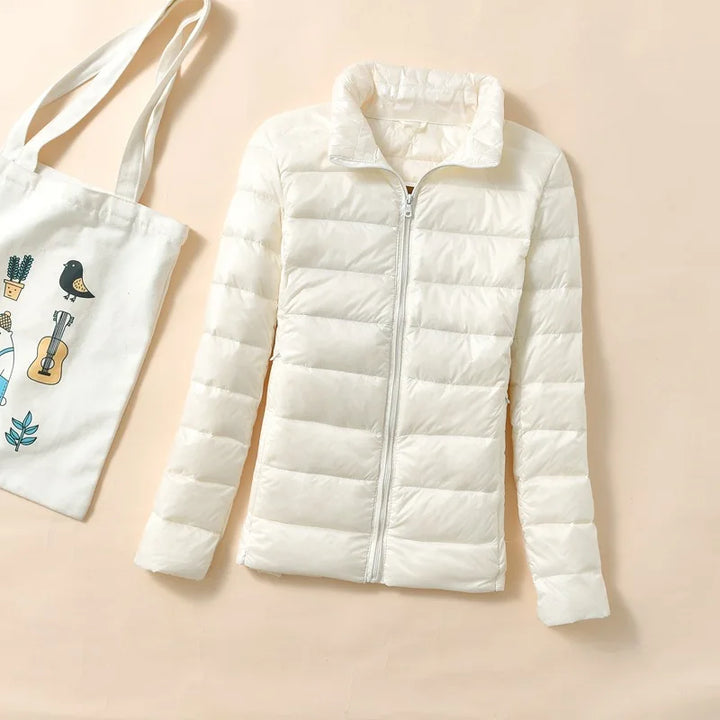 Dame Kort Quiltet Dunjakke – Varm &amp; Stilfull Parkas