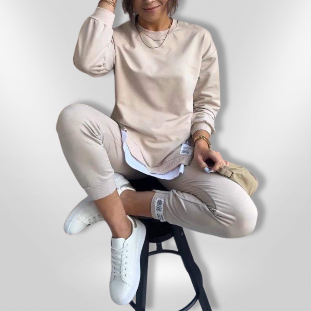Kvinne Komfortabelt Loungewear Sett - Oversized Sweatshirt &amp; Joggers