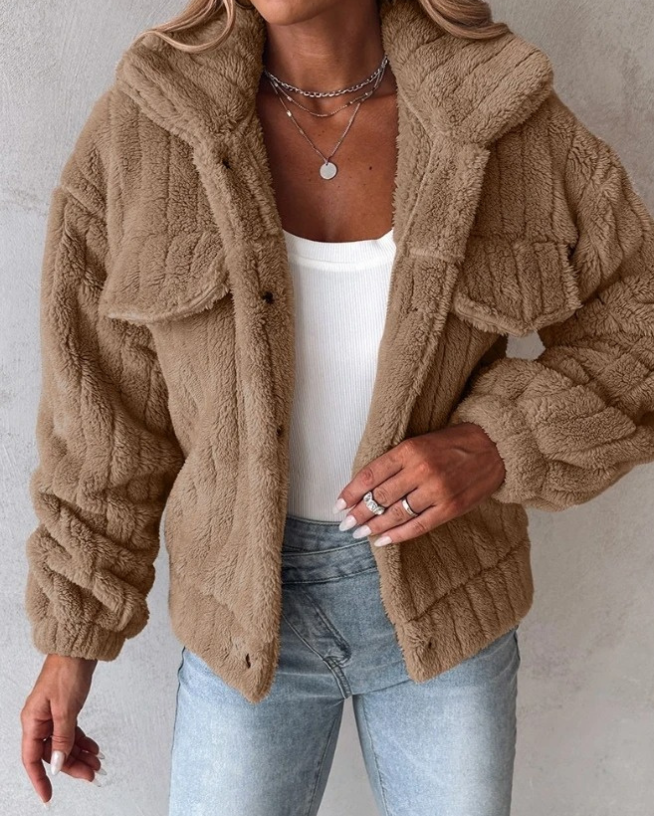 Kvinne Oversized Teddykåpe for Maksimal Stil og Varme