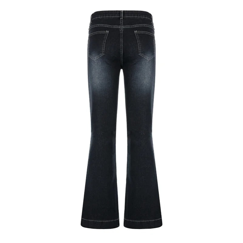 Kvinner Flare-jeans med Lav Midje – Trendy Retrostil