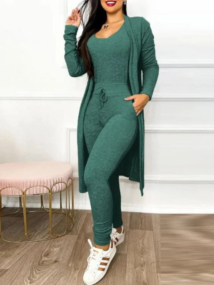 Kvinner Snøring Jumpsuit &amp; Kåpesett – Elegant Todelt Antrekk