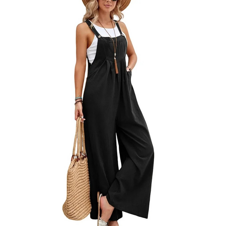 Kvinner Løs Baggy Bib Jumpsuit med Brede Ben