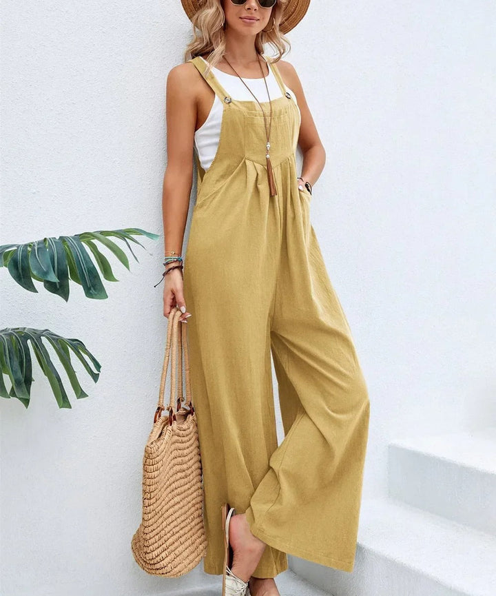 Kvinner Løs Baggy Bib Jumpsuit med Brede Ben