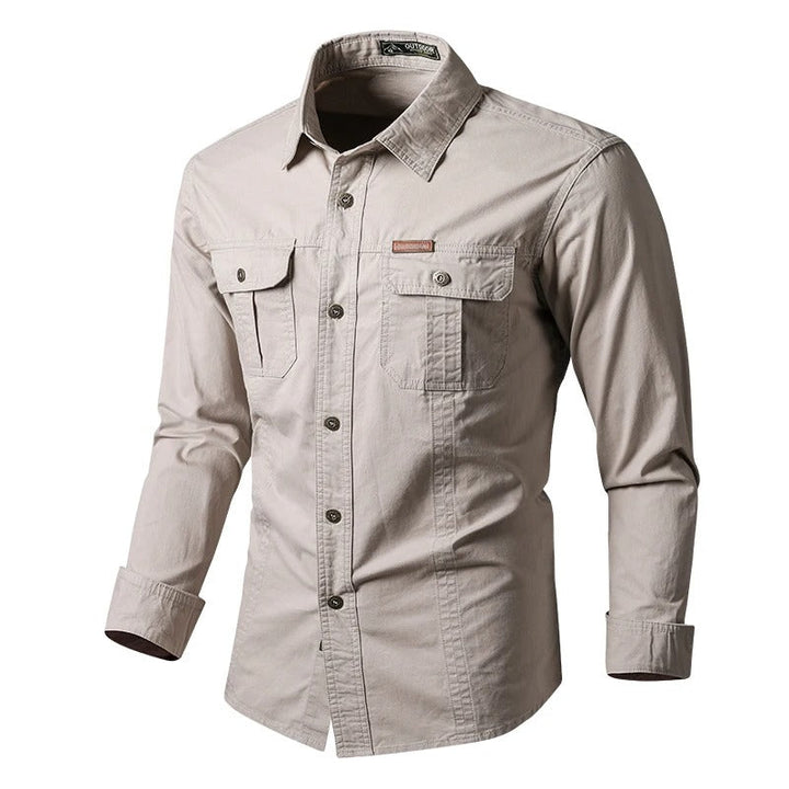 Langermet Militærskjorte for Menn – Robust Stil &amp; Komfort