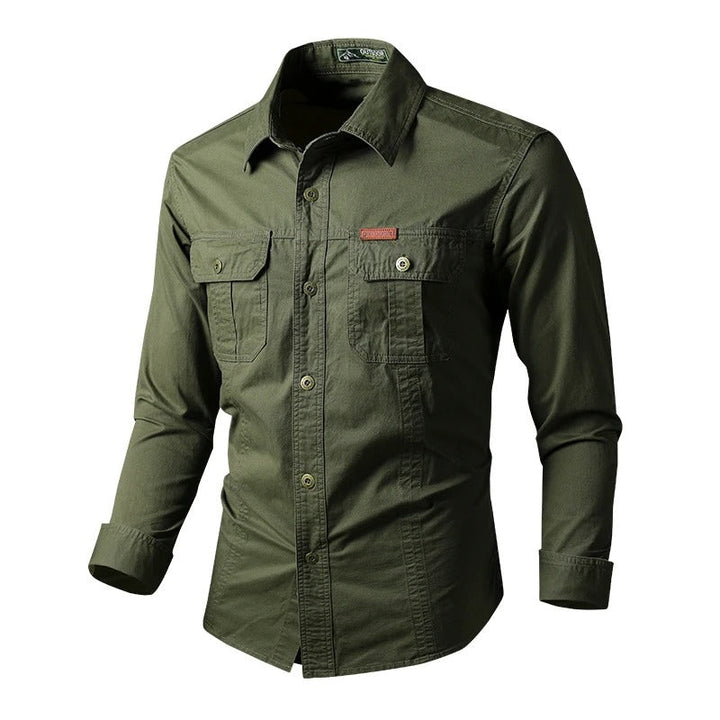 Langermet Militærskjorte for Menn – Robust Stil &amp; Komfort