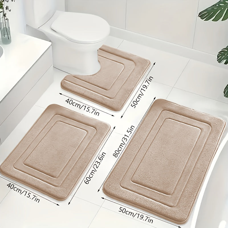 Luksuriøst 3-delt Baderomsmatte Sett i Memory Foam