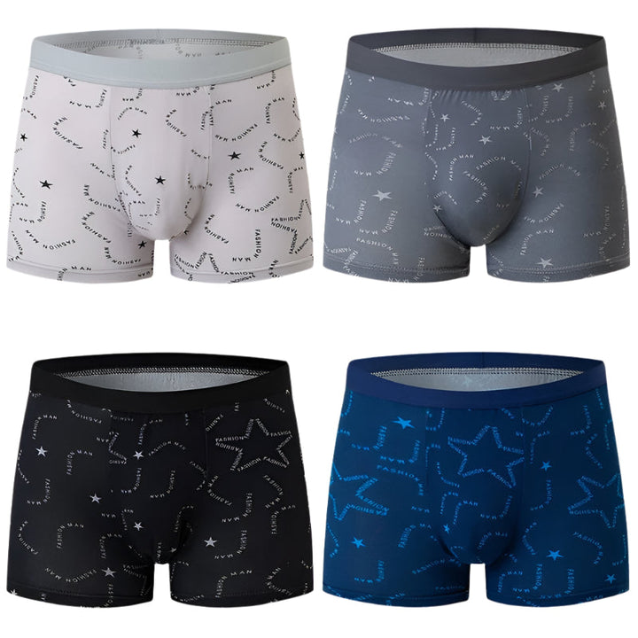 Menns 4-Pakning Trykte Boksershorts for Optimal HverdagsKomfort