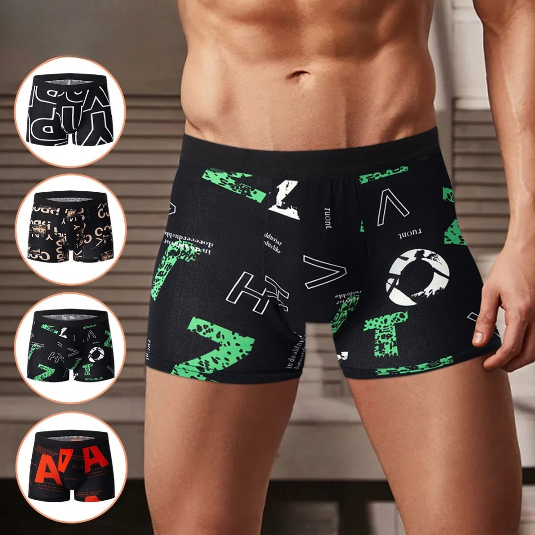 Menns 4-Pakning Trykte Boksershorts for Optimal HverdagsKomfort