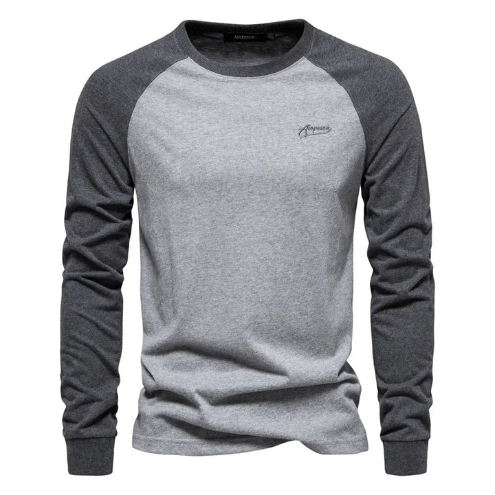 Langermet Patchwork T-skjorte for Menn – Unik Stil