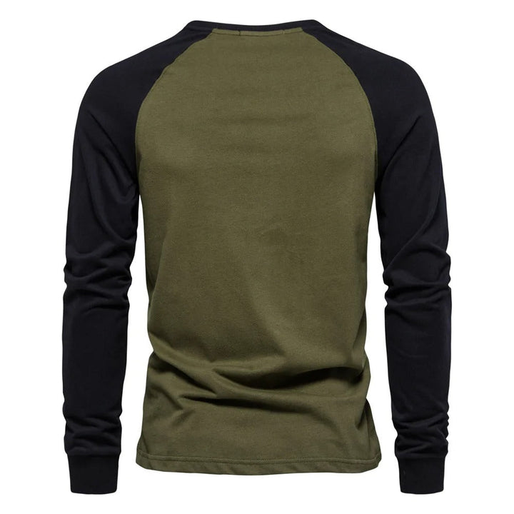 Langermet Patchwork T-skjorte for Menn – Unik Stil