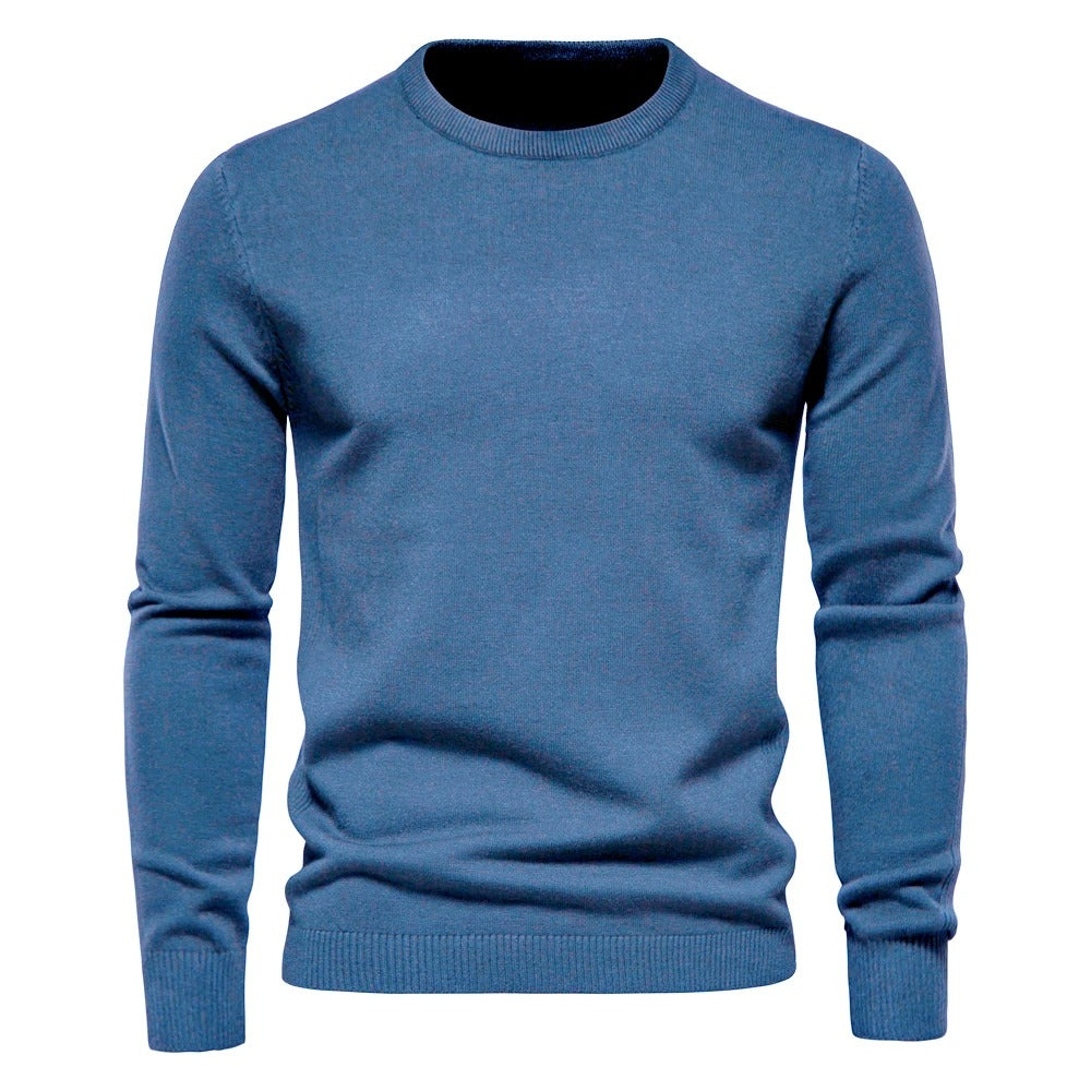Menns Slim Pullover - Varm O-hals Genser