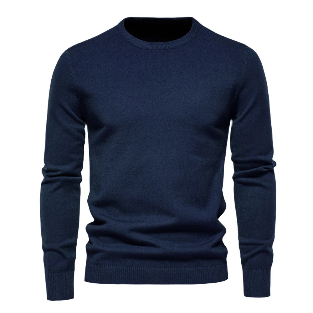 Menns Slim Pullover - Varm O-hals Genser