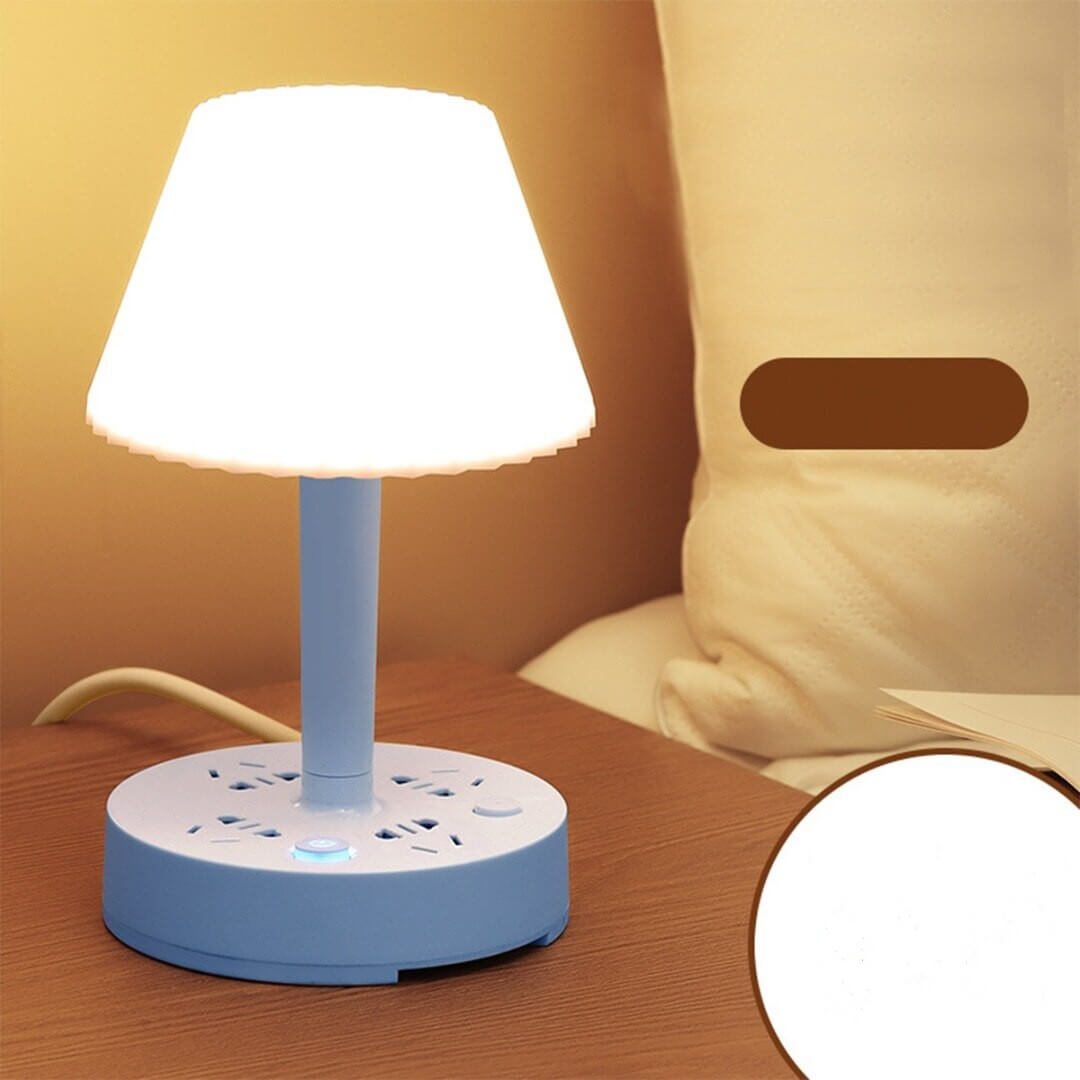 Multifunksjonell Bordlampe med USB &amp; Stikkontakter