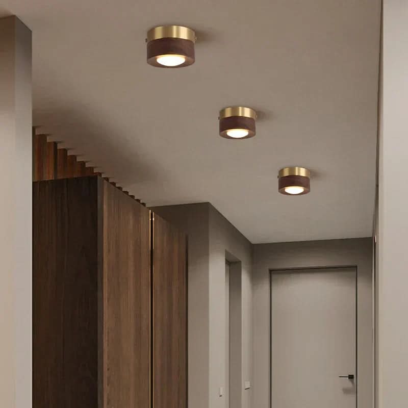 Taklampe med Varm LED &amp; Elegant Valnøtt-Look