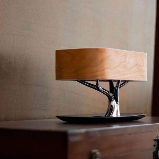Multifunksjonell Trebordlampe med Trådløs Lading &amp; Bluetooth-høyttaler