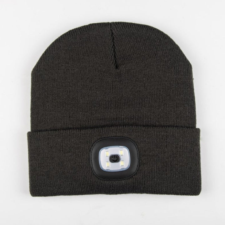Unisex Oppladbar Strikket Lue med LED Lys – Perfekt for Mørke Kvelder