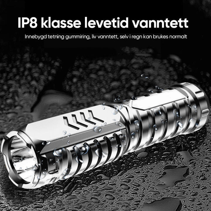 Oppladbar LED Lommelykt - Vanntett | 3 Lysmoduser