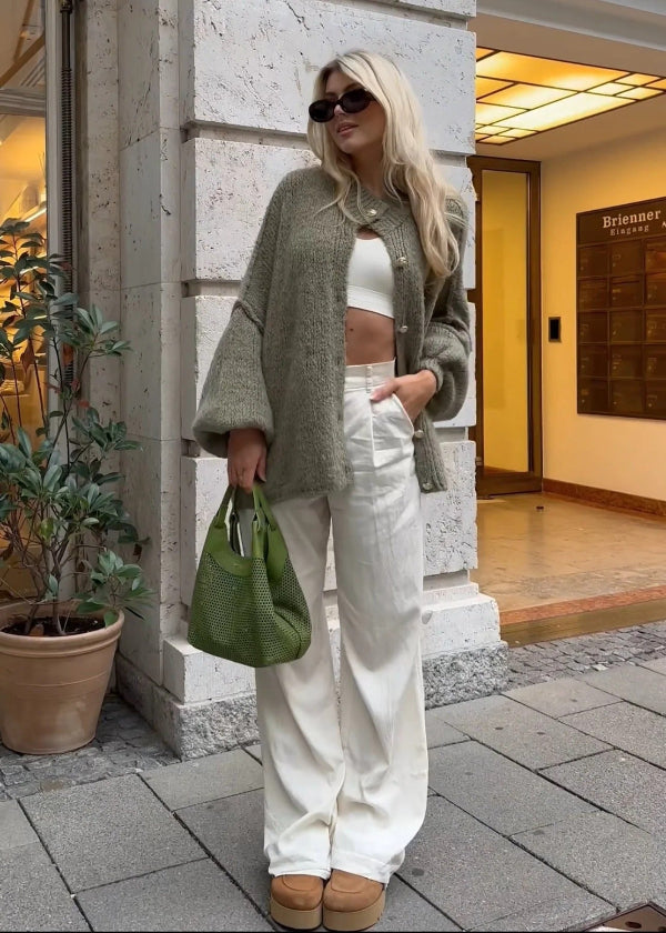 Komfortabel Oversized Dame Cardigan med Knapper