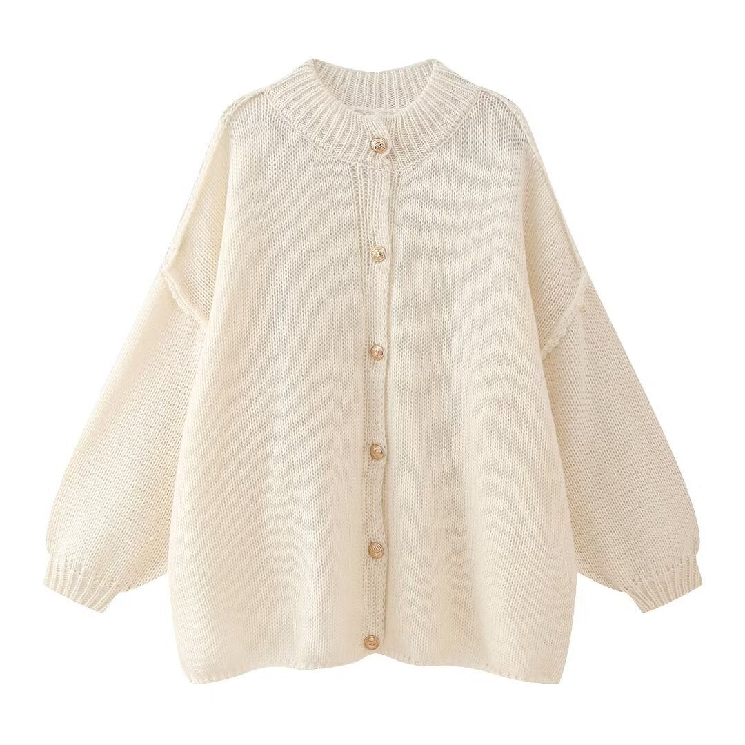 Komfortabel Oversized Dame Cardigan med Knapper