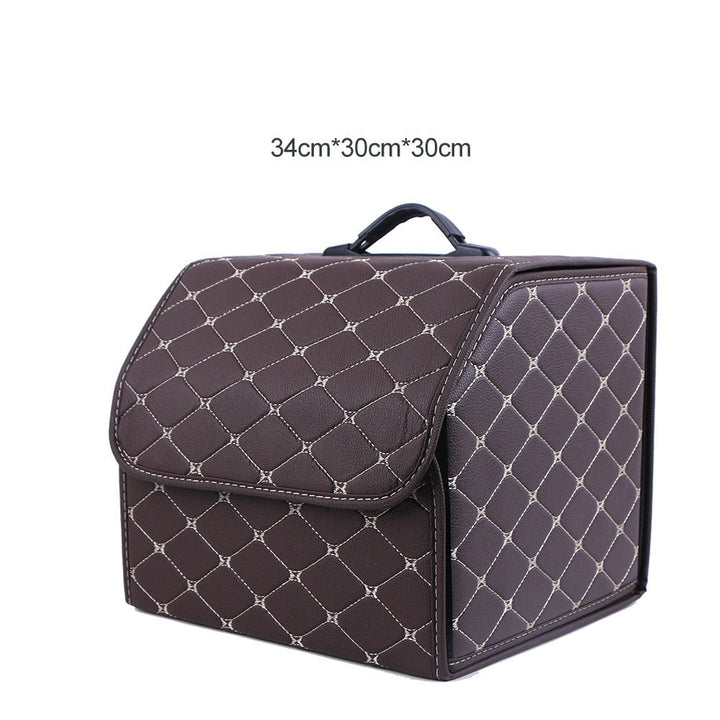 Premium Sammenleggbar Bil Bagasjerom Organizer i PU-skinn