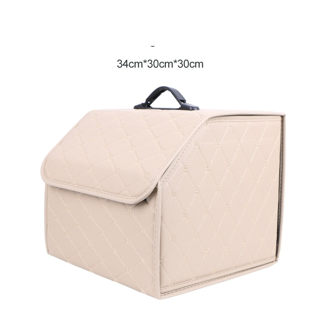 Premium Sammenleggbar Bil Bagasjerom Organizer i PU-skinn