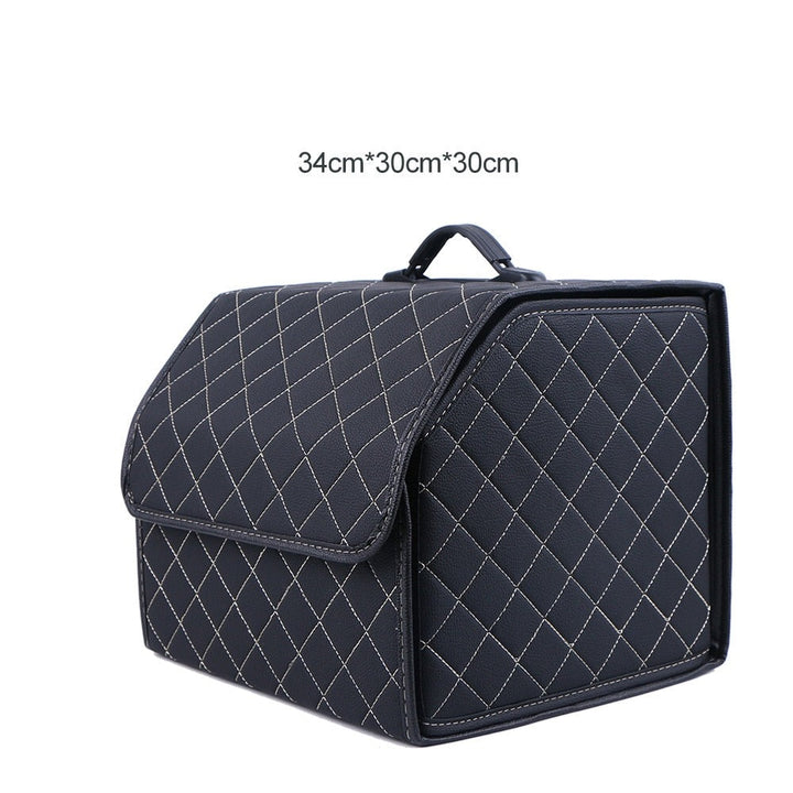 Premium Sammenleggbar Bil Bagasjerom Organizer i PU-skinn