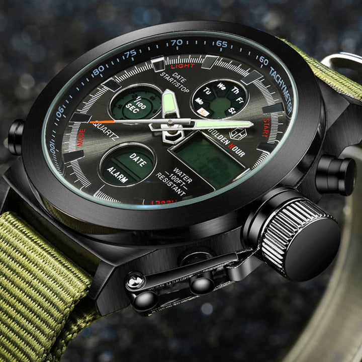 Militærklokke for Menn – Robust med Dual Display