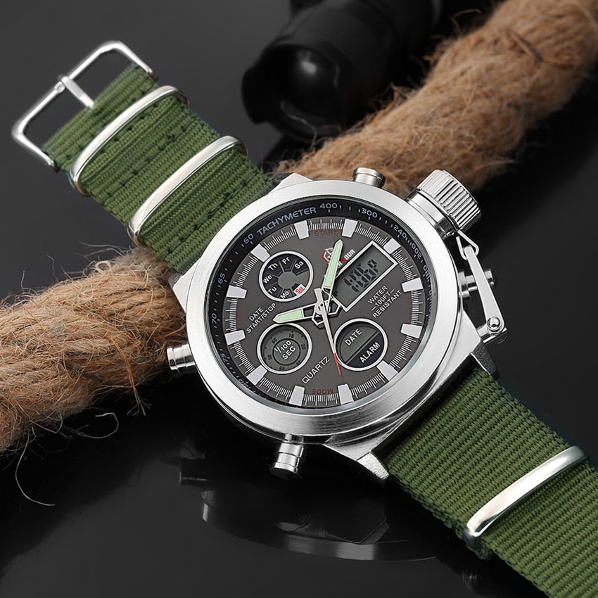 Militærklokke for Menn – Robust med Dual Display