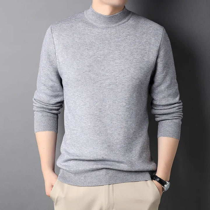 Herre Halvpolo Strikket Stilren Genser