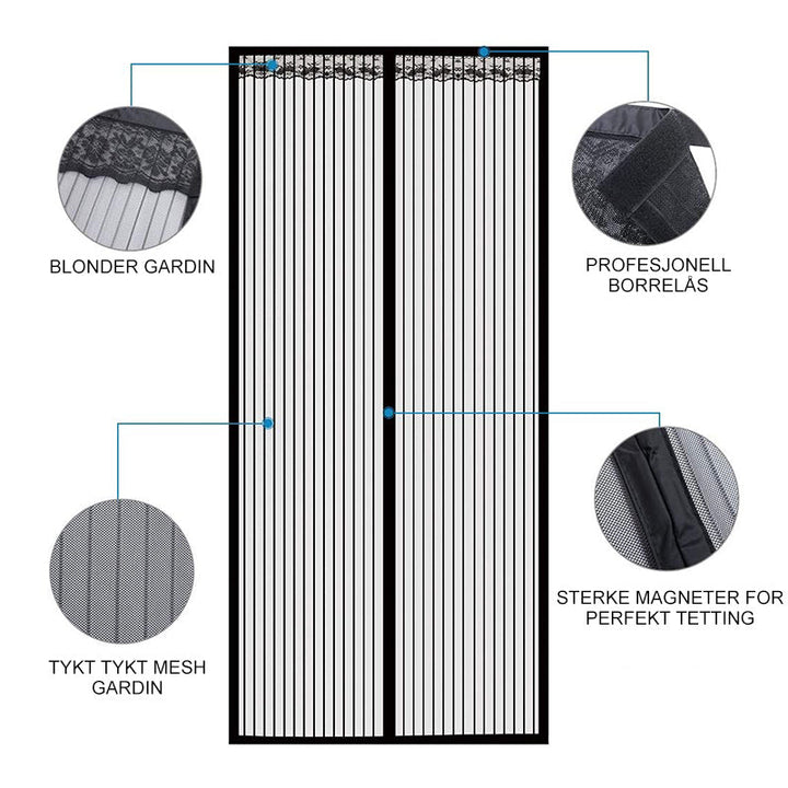 Magnetisk Skjermdør | Borrelås | Premium Mesh