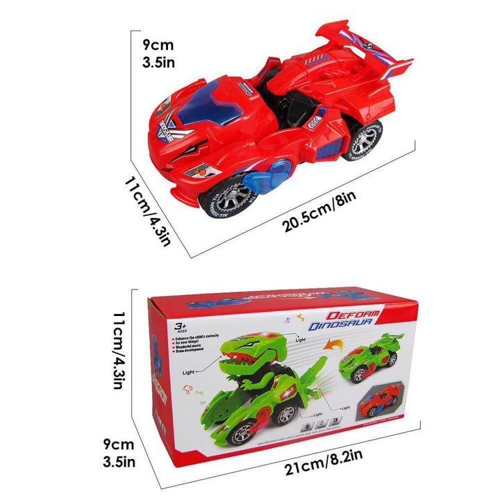 Transformerende Dinosaurbil med LED-lys for Barn
