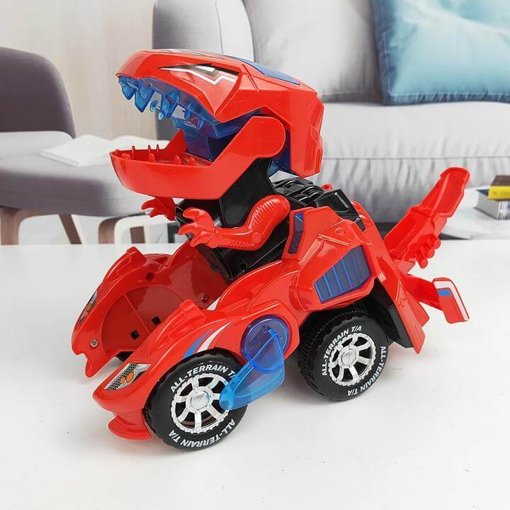 Transformerende Dinosaurbil med LED-lys for Barn