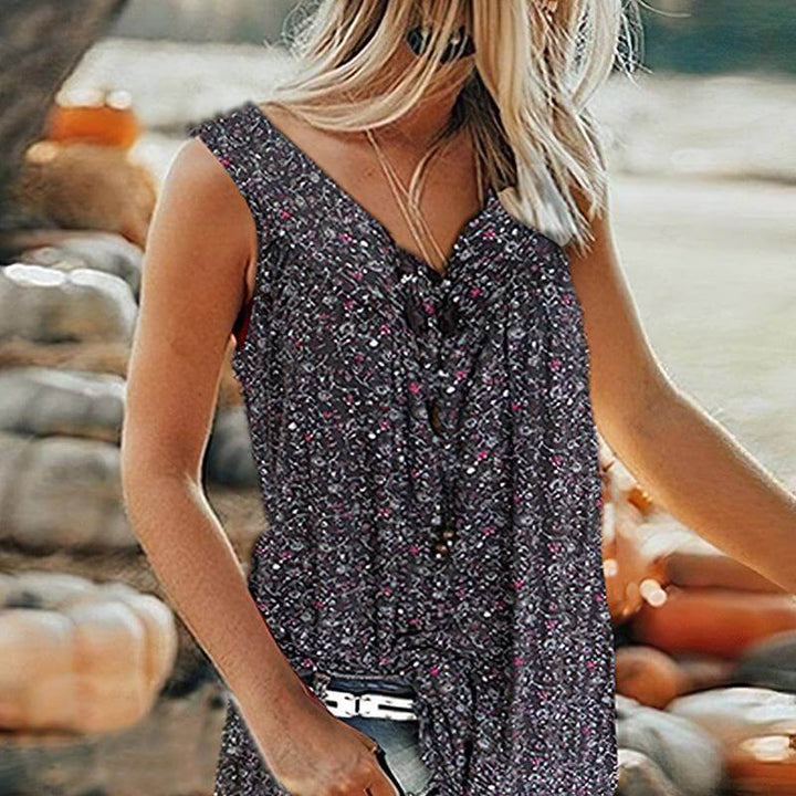 Dame Topp med V-hals for Sommer – Trendy og Komfortabel